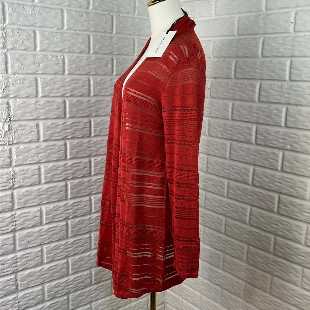 41 HAWTHORN CARDIGAN RUST COLOR LIGHTWEIGHT KNIT WITH SHEER STRIPES SZ MED NWT - Picture 6 of 13